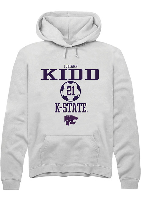 Juliann Kidd Rally Mens White K-State Wildcats NIL Sport Icon Hooded Sweatshirt