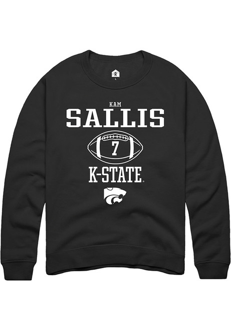 Kameron Sallis Rally Mens Black K-State Wildcats NIL Sport Icon Crew Sweatshirt