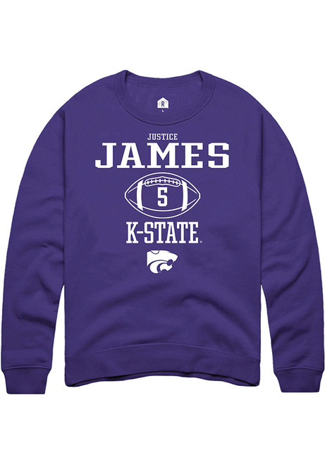 Justice James Rally Mens Purple K-State Wildcats NIL Sport Icon Crew Sweatshirt