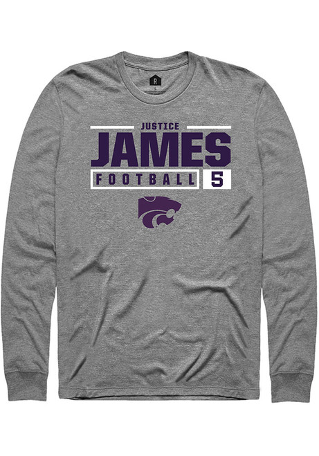 Justice James Rally Mens Graphite K-State Wildcats NIL Stacked Box Tee