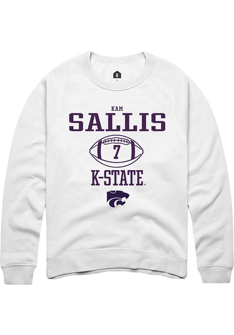 Kameron Sallis Rally Mens White K-State Wildcats NIL Sport Icon Crew Sweatshirt