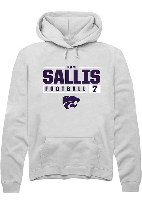 Kameron Sallis Rally Mens White K-State Wildcats NIL Stacked Box Hooded Sweatshirt