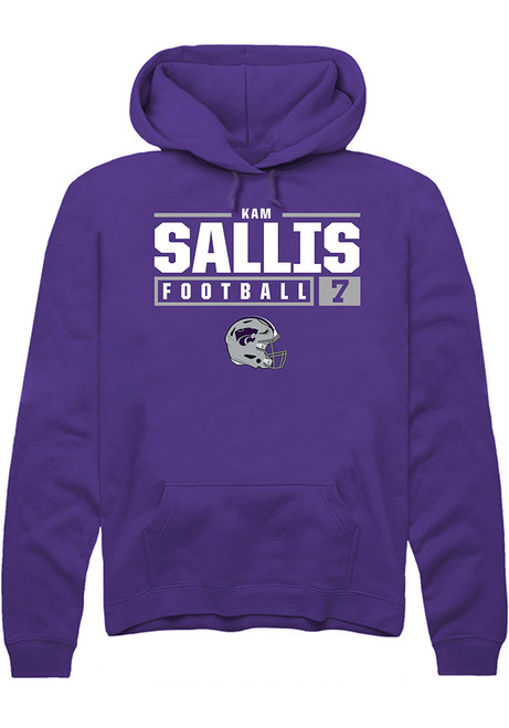 Kameron Sallis Rally Mens Purple K-State Wildcats NIL Stacked Box Hooded Sweatshirt