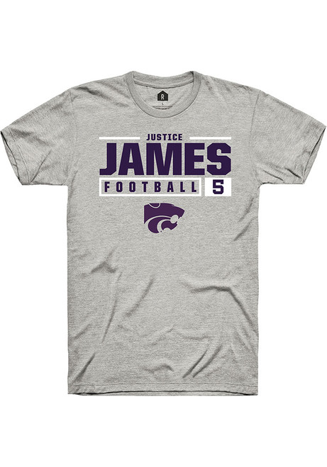 Justice James Ash K-State Wildcats NIL Stacked Box Short Sleeve T Shirt