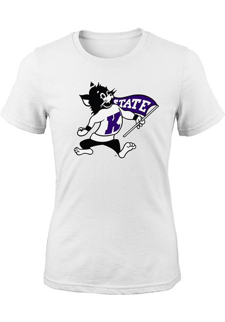Girls White K-State Wildcats Secondary Logo Short Sleeve T-Shirt