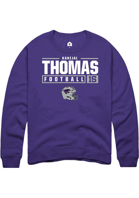 Kanijal Thomas Rally Mens Purple K-State Wildcats NIL Stacked Box Crew Sweatshirt