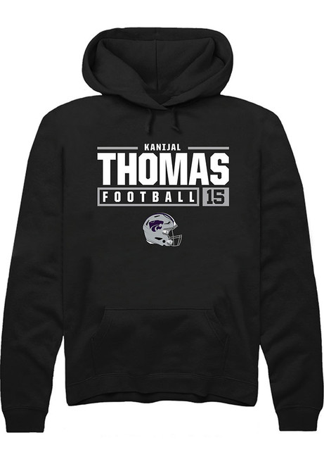 Kanijal Thomas Rally Mens Black K-State Wildcats NIL Stacked Box Hooded Sweatshirt