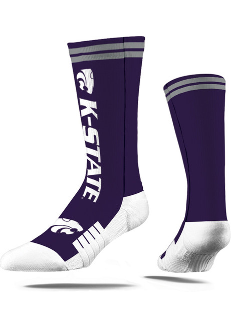 K-State Wildcats Strideline Script Mens Crew Socks - Purple