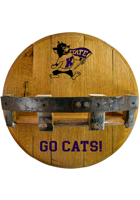 Purple K-State Wildcats Willie Barrel Shelf Sign