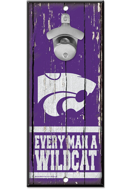 Purple K-State Wildcats 5X11 Bottle Opener Sign