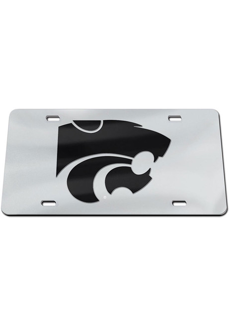 K-State Wildcats Silver  Black on Silver License Plate