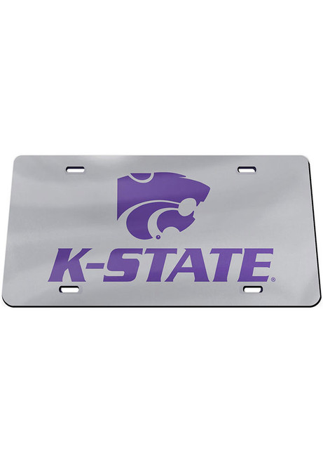 K-State Wildcats Silver  Logo License Plate