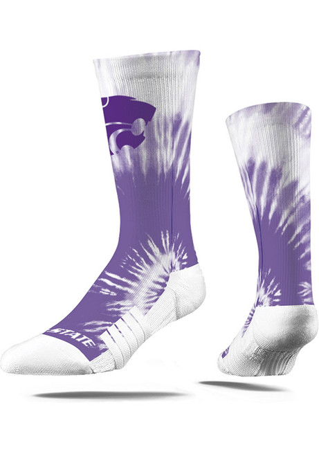 K-State Wildcats Strideline Tie Dye Mens Crew Socks - Purple