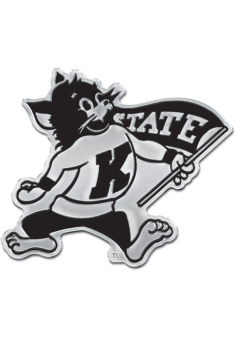 Willie The Wildcat  Silver K-State Wildcats Mascot Car Emblem