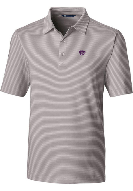 Mens K-State Wildcats Grey Cutter and Buck Forge Pencil Stripe Big and Tall Polos Shirt