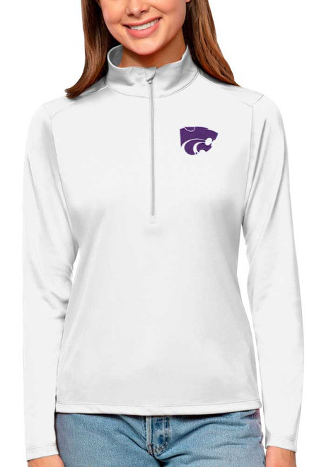 Womens K-State Wildcats White Antigua Tribute 1/4 Zip Pullover