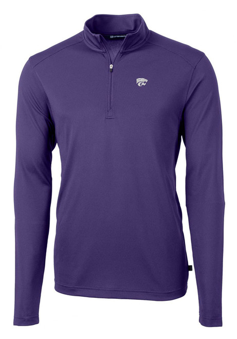 Mens K-State Wildcats Purple Cutter and Buck Virtue Eco Pique 1/4 Zip Pullover
