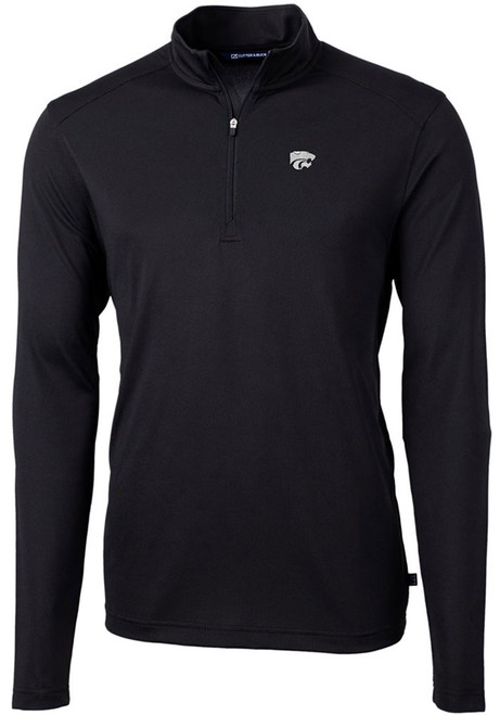 Mens K-State Wildcats Black Cutter and Buck Virtue Eco Pique 1/4 Zip Pullover