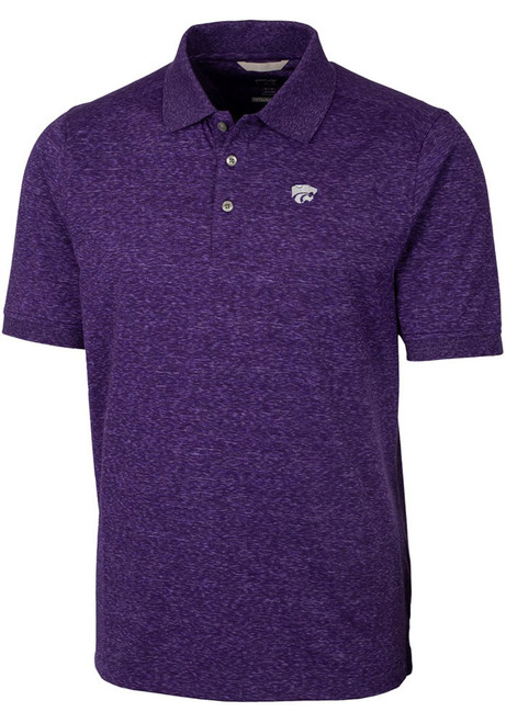 Mens K-State Wildcats Purple Cutter and Buck Advantage Space Dye Short Sleeve Polo Shirt