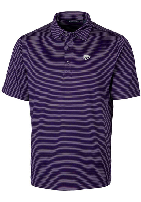 Mens K-State Wildcats Purple Cutter and Buck Forge Pencil Stripe Short Sleeve Polo Shirt