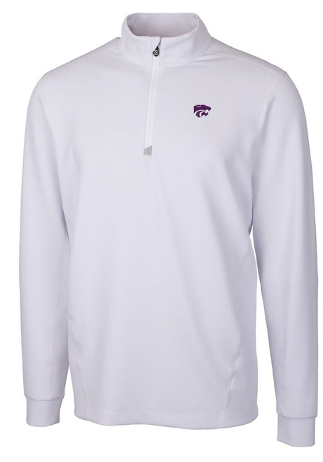 Mens K-State Wildcats White Cutter and Buck Traverse Stretch 1/4 Zip Pullover