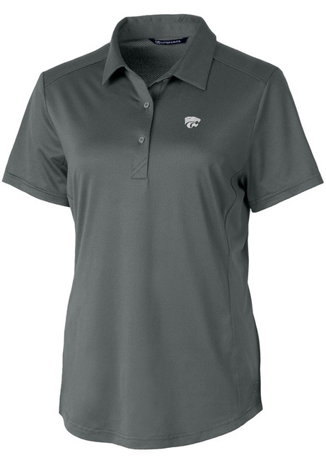 Womens K-State Wildcats Grey Cutter and Buck Prospect Textured Short Sleeve Polo Shirt