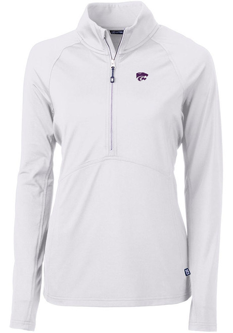 Womens K-State Wildcats White Cutter and Buck Adapt Eco 1/4 Zip Pullover