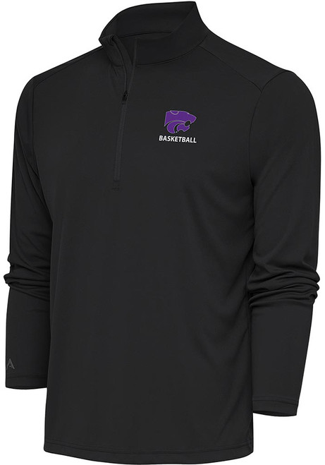 Mens K-State Wildcats Grey Antigua Basketball Tribute Qtr Zip Pullover