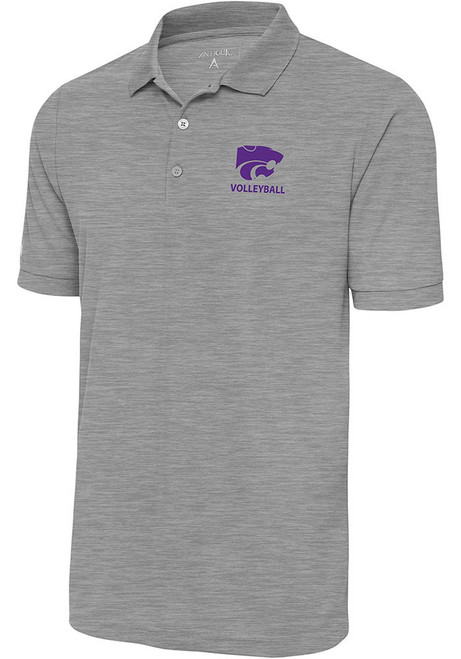 Mens K-State Wildcats Grey Antigua Volleyball Legacy Pique Short Sleeve Polo Shirt