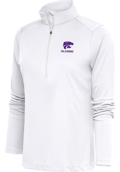 Womens K-State Wildcats White Antigua Alumni Tribute Qtr Zip Pullover