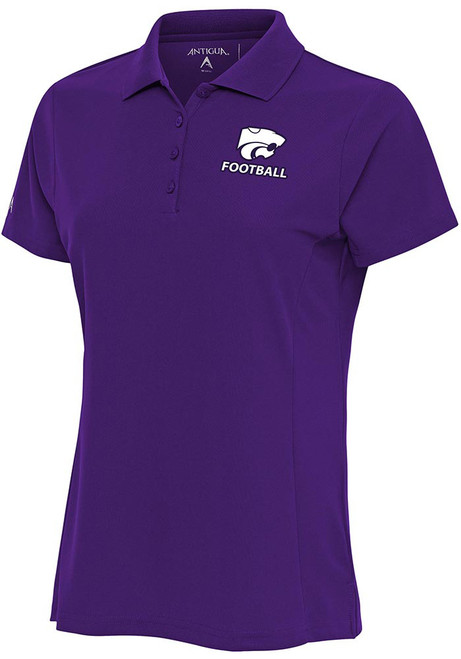 Womens K-State Wildcats Purple Antigua Football Legacy Pique Short Sleeve Polo Shirt