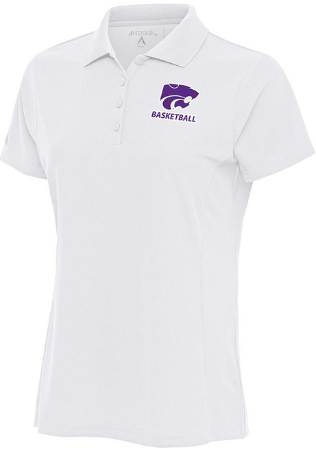 Womens K-State Wildcats White Antigua Basketball Legacy Pique Short Sleeve Polo Shirt
