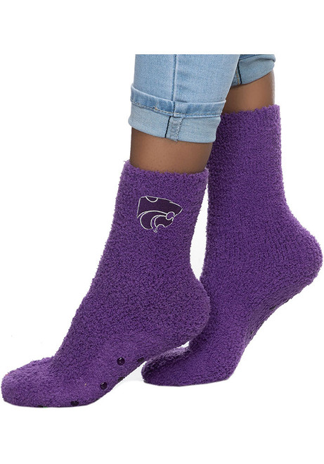 Womens Fuzzy Slipper K-State Wildcats Womens Crew Socks - Purple