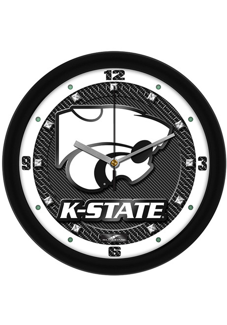 Black K-State Wildcats 11.5 Carbon Fiber Wall Clock