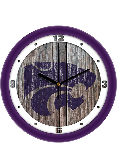 Purple K-State Wildcats 11.5 Weathered Wood Wall Clock