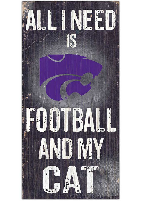Purple K-State Wildcats Football and My Cat Sign