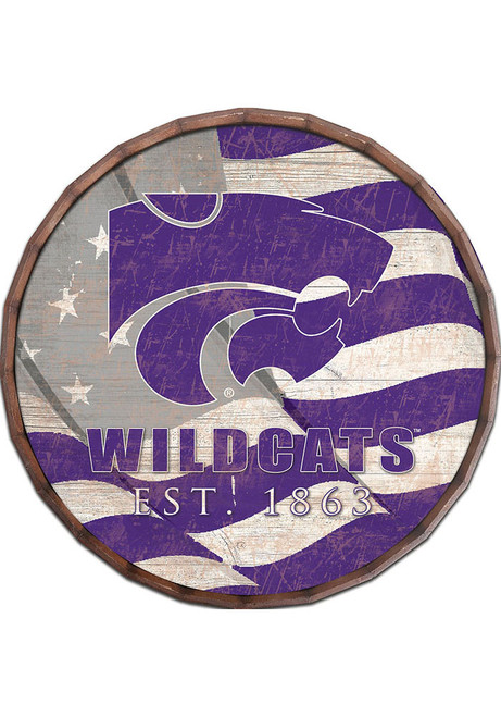 Purple K-State Wildcats Flag 24 Inch Barrel Top Sign