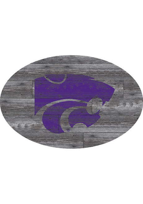 Purple K-State Wildcats 46 Inch Distressed Wood Sign