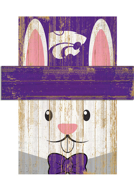 Purple K-State Wildcats Easter Bunny  Head 6x5 Sign