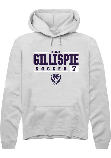 Kenzi Gillispie Rally Mens White K-State Wildcats NIL Stacked Box Hooded Sweatshirt