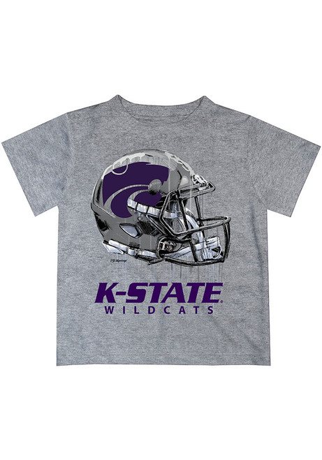 Youth K-State Wildcats Grey Vive La Fete Helmet Short Sleeve T-Shirt