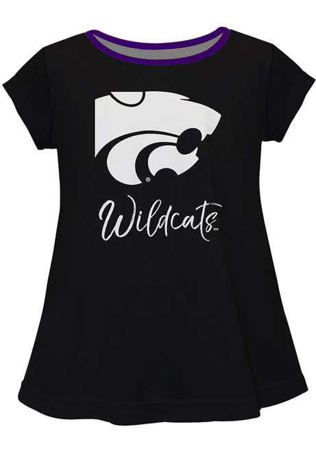 Infant Girls K-State Wildcats Black Vive La Fete Script Blouse Short Sleeve T-Shirt