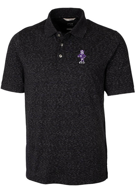 Mens K-State Wildcats Black Cutter and Buck Space Dye Vault Big and Tall Polos Shirt