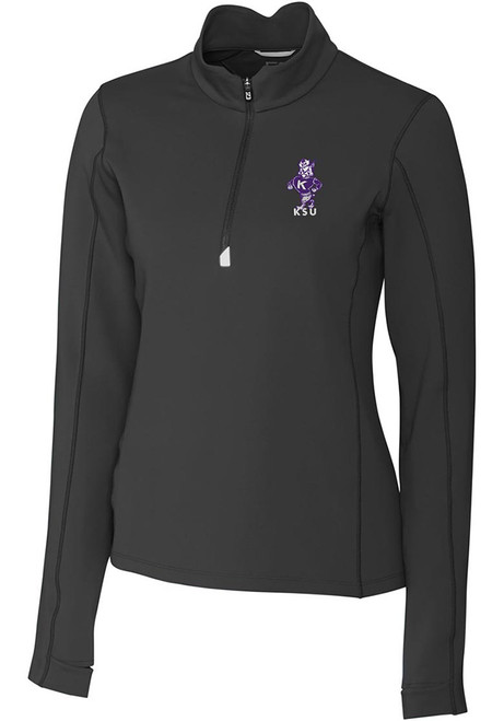 Womens K-State Wildcats Black Cutter and Buck Vault Traverse 1/4 Zip Pullover