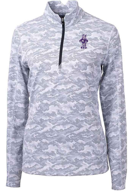 Womens K-State Wildcats Charcoal Cutter and Buck Traverse Vault Qtr Zip