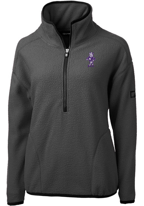 Womens K-State Wildcats Grey Cutter and Buck Cascade Sherpa Vault Qtr Zip