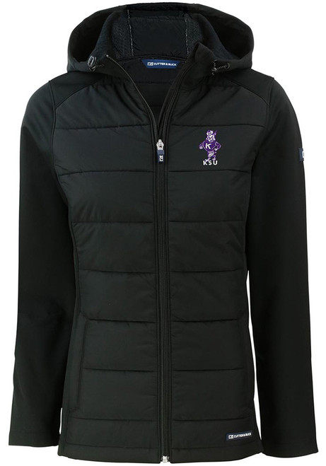 Womens K-State Wildcats Black Cutter and Buck Evoke Hood Vault Heavy Weight Jacket