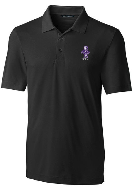 Mens K-State Wildcats Black Cutter and Buck Forge Vault Short Sleeve Polo Shirt