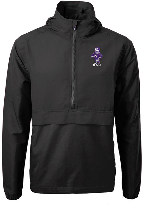 Mens K-State Wildcats Black Cutter and Buck Charter Eco Vault Pullover Jackets