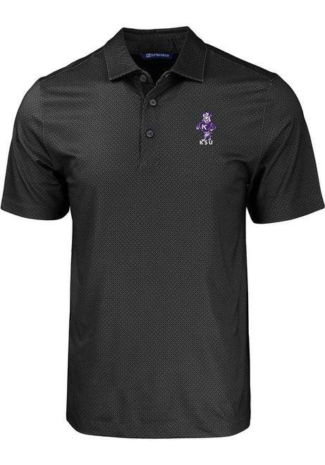 K-State Wildcats Black Cutter and Buck Pike Eco Geo Print Vault Big and Tall Polo